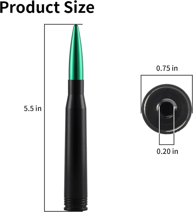 BJSIA Upgrade Universal Car Antenna Compatible with Ford, Dodge, Chevrolet, GMC, Jeep, Toyota Truck Antenna - Made of Rugged Billet and Aluminum, Green, Car Accessories - Image 2